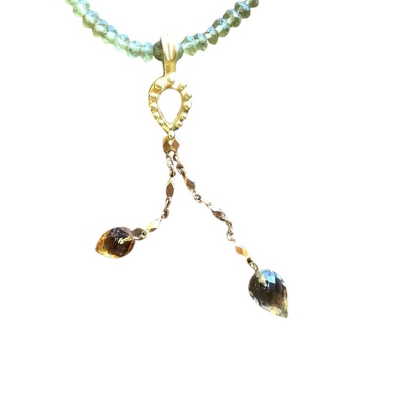 OOAK Stunning Calming, Renewal Peridot necklace with Citrine Briolettes - Picture 10 of 11